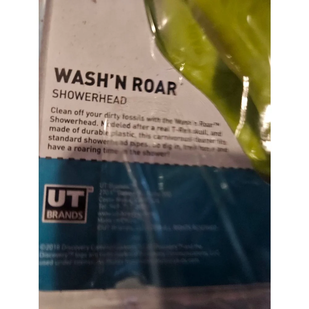 Discovery Wash 'N Roar Green Dinosaur Kids Showerhead Sprayer Attachment New